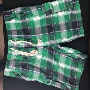Plaid casual cargo cotton shorts